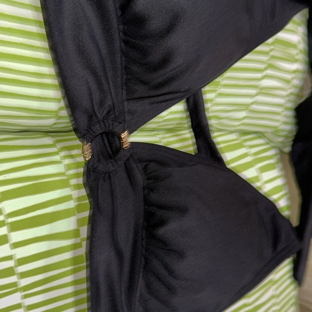 Michael Kors Black and Gold Bikini V-Neck